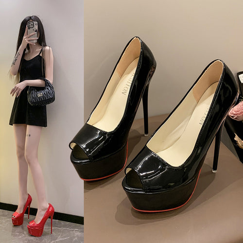 Damen Peeptoe High Heels mit Plattform und hohem Stiletto-Absatz EB