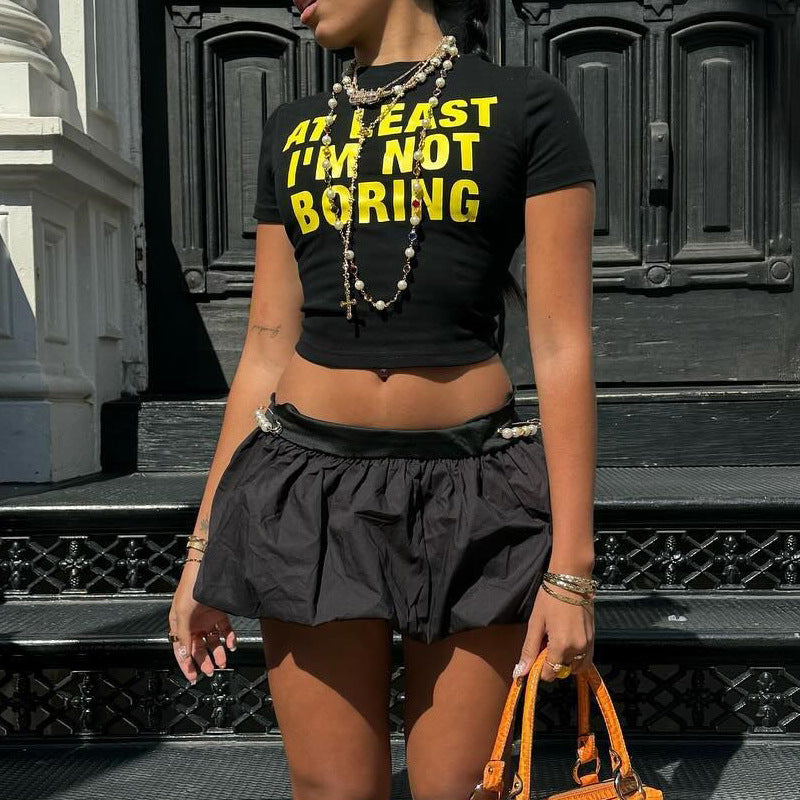 Damen cropped T-Shirt mit auffälligem Typografie-Druck EB