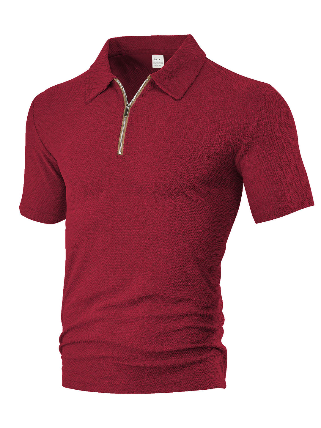 Herren nan schmal geschnittenes Halbzip-Polo mit feiner Fischgrät-Jacquardstruktur EB