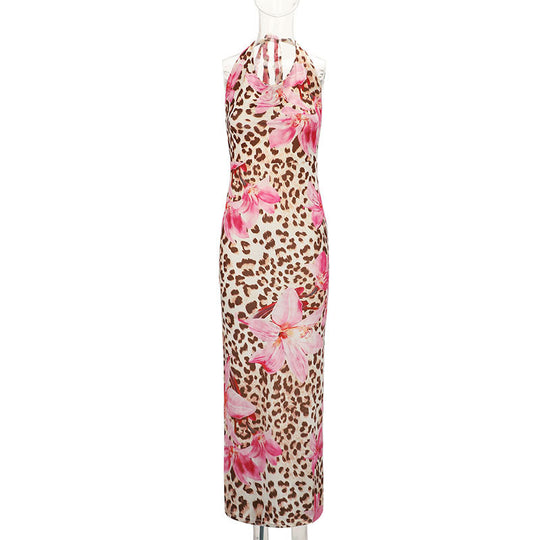 Damen Maxikleid mit tiefem V-Ausschnitt und verspieltem Blumendruck EB