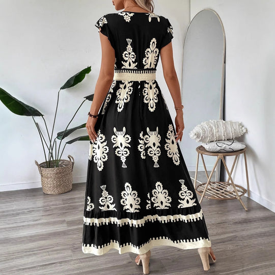 Damen Elegantes Maxikleid mit faszinierendem Musterdruck EB