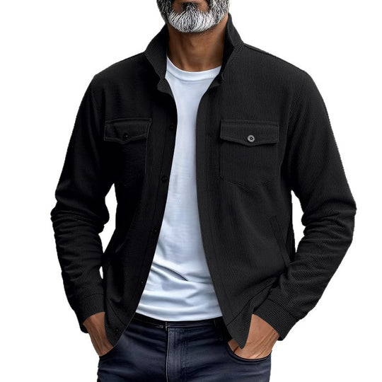 Herren lässige Oberhemdjacke mit funktionalen Taschen und strukturiertem Design EB