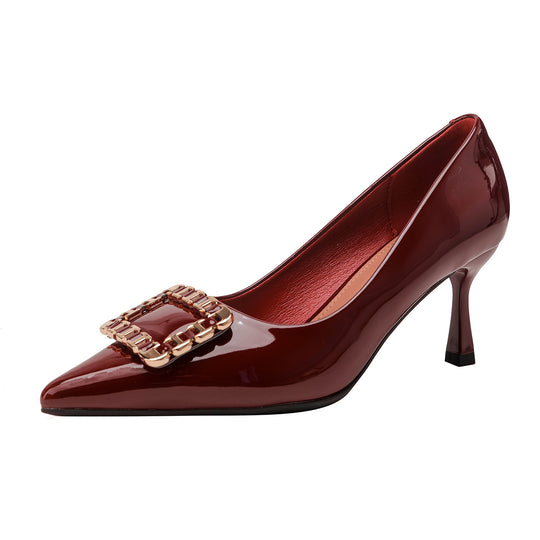 Damen elegante spitze Pumps mit dekorativem Schmuckelement EB