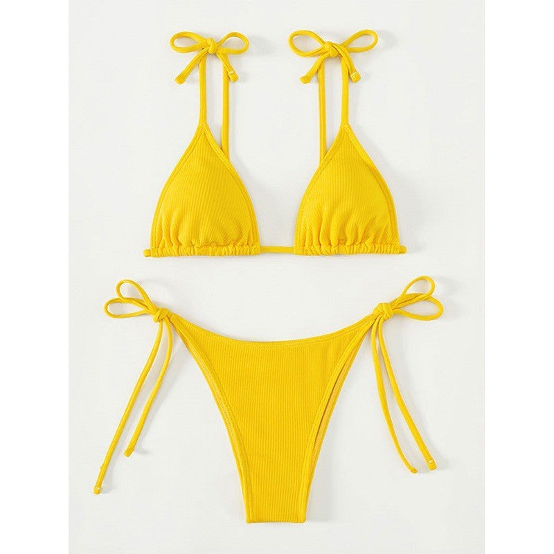 Damen Triangel-Bikini mit verspielten Bindebändern EB