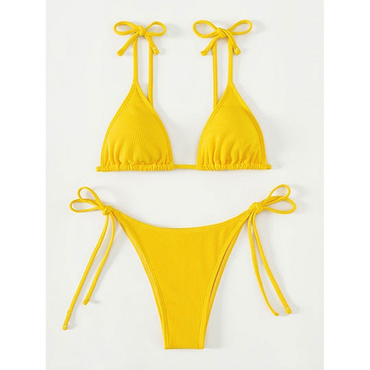 Damen Triangel-Bikini mit verspielten Bindebändern EB