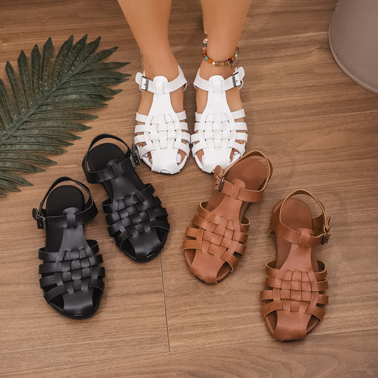Damen Geflochtene Sandalen mit elastischem Riemen und komfortabler Fußbettung EB