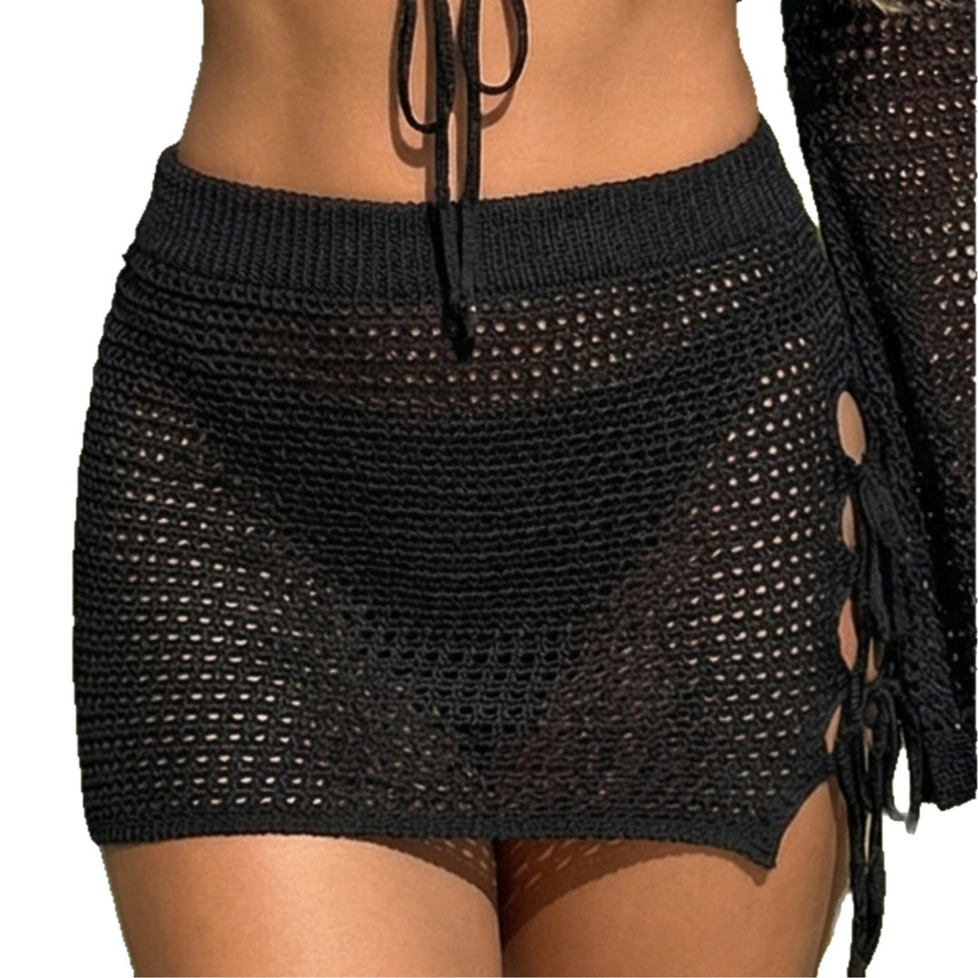 Damen Transparente Häkel-Strandrock EB