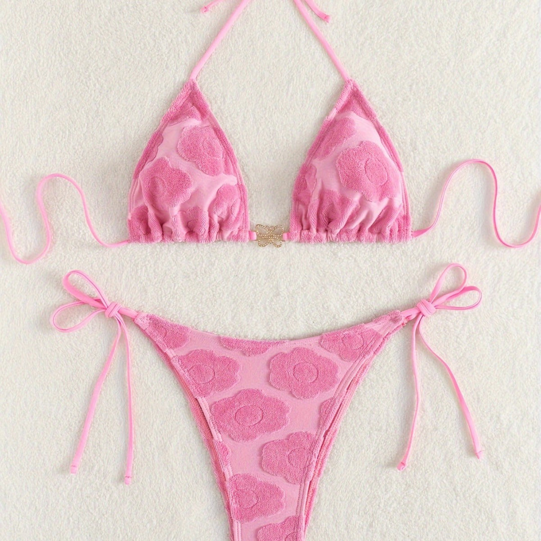 Damen Bikini-Set mit raffiniertem Blumenmuster und verstellbaren Trägern EB