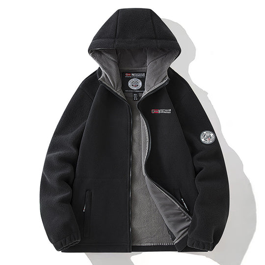 Herren Fleecejacke mit hohem Stehkragen, angerauter Innenseite und verdeckten Reißverschlusstaschen EB