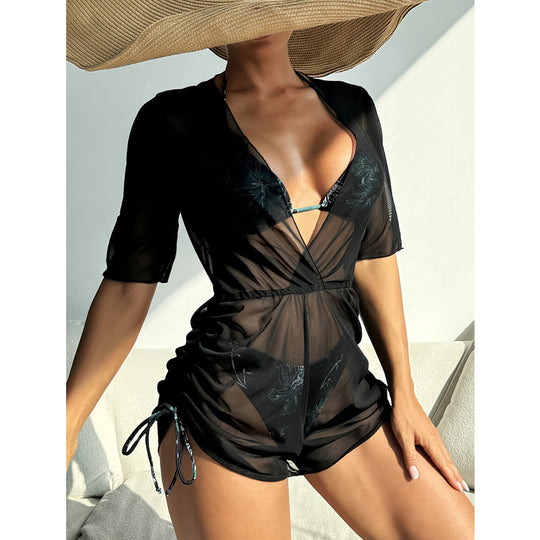Damen Übergangs Strandschneider mit floralem Design und verstellbarem Bund EB