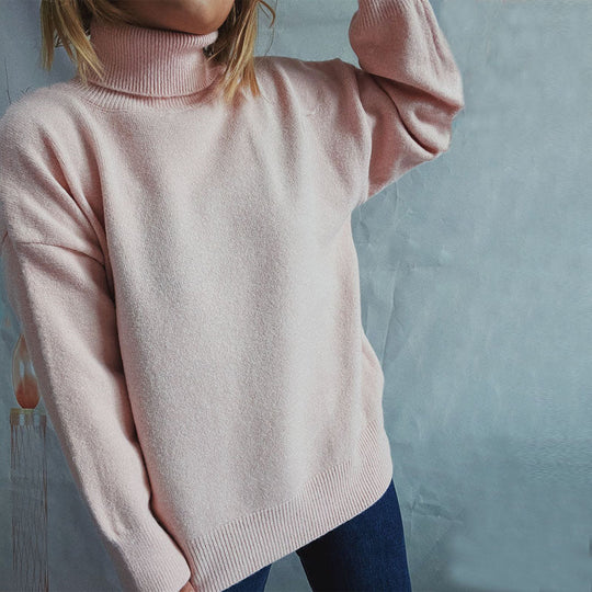 EB | Einfarbiger Warmer Strickpullover Für Alltag