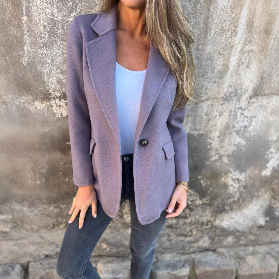 Damen elegante Wolljacke mit doppeltem Knopf EB