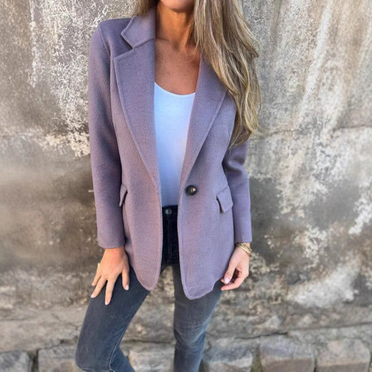 Damen elegante Wolljacke mit doppeltem Knopf EB