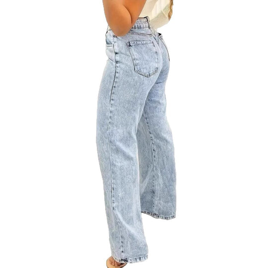 Damen Hochtaillierte Jeans mit lässigem Schnitt und modernen Waschungen EB