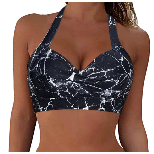 Damen Sportliches Bikinioberteil mit tiefem Ausschnitt und Halter-Design EB
