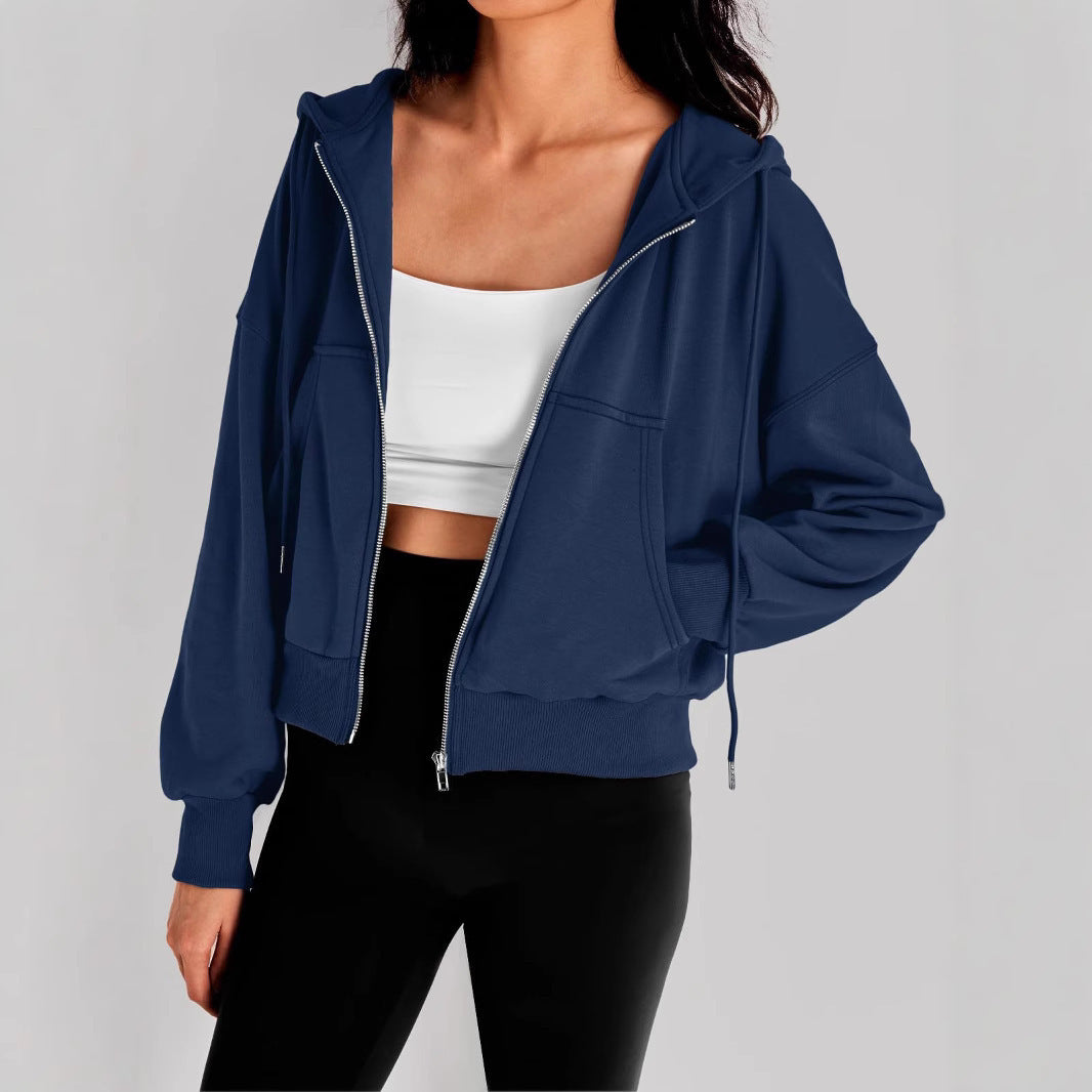 Damen modischer Kapuzenpullover mit lässigem Schnitt und praktischen Taschen EB