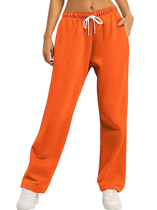 Damen bequeme Sporthose mit elastischem Bund und seitlichen Taschen EB