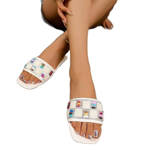 Damen Freizeit-Sandalen mit funkelnden Schmucksteinen EB