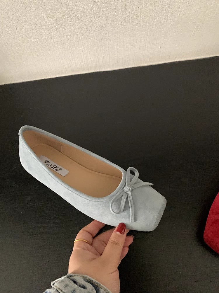 Damen Ballerinas aus hochwertigem Wildleder mit filigranem Schleifendetail EB