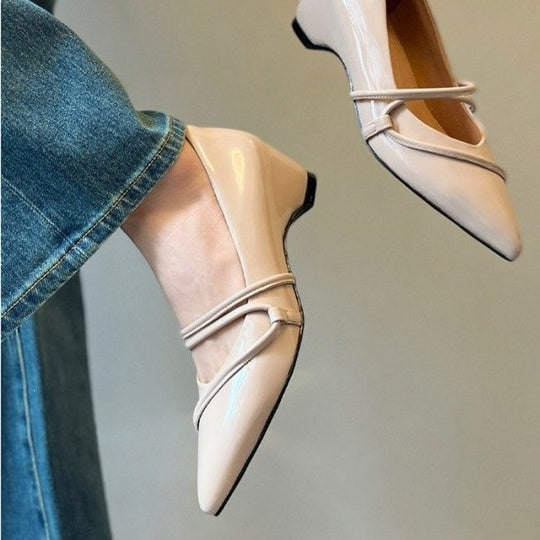 Damen elegante Slingback-Pumps mit modischen Querriemen und spitzem Fußbereich EB