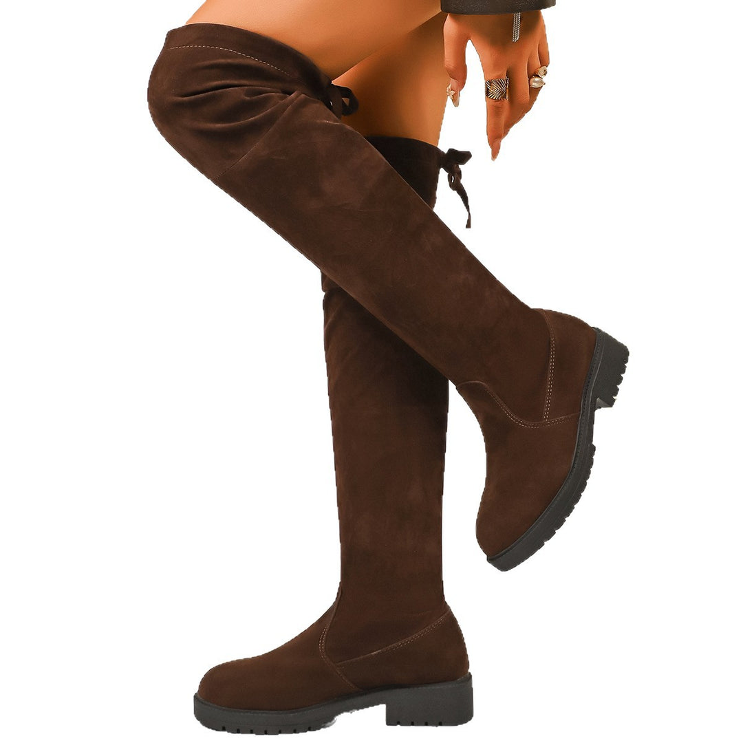 Damen Überknie-Stiefel aus weichem Veloursleder mit komfortablem Blockabsatz EB