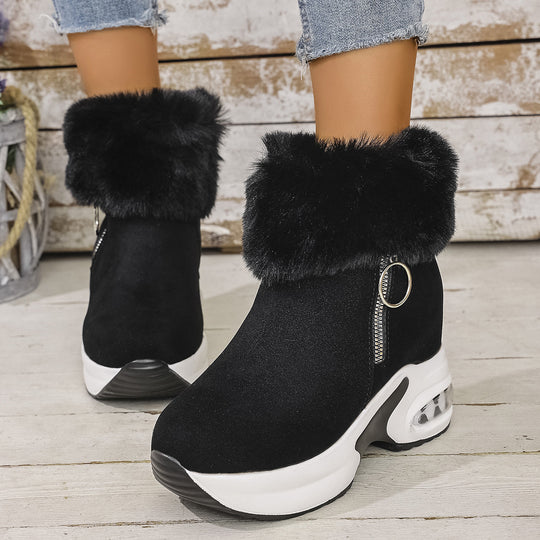 Damen Winterliche Sneaker-Stiefel mit flauschigem Kunstfellkragen und innovativer Sohle EB