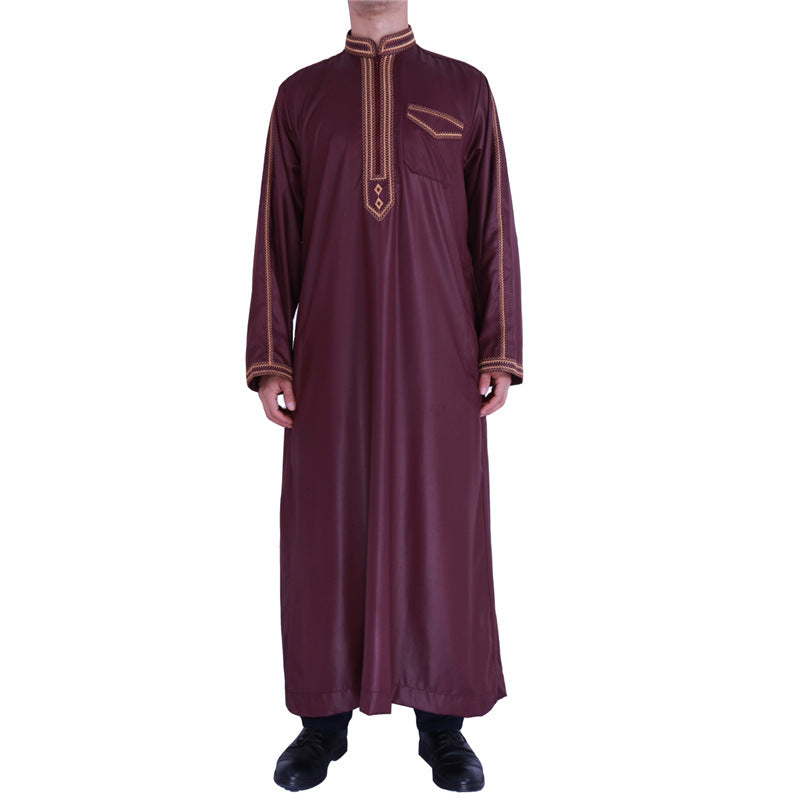 Herren traditionelles Langgewand mit dekorativer Stickerei und eleganter Knopfleiste EB