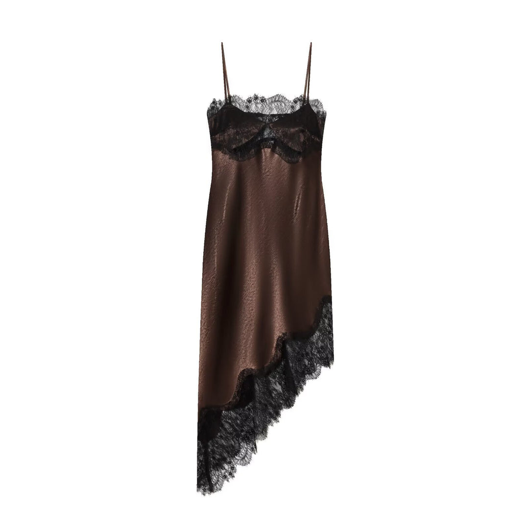 Damen Nachthemd mit Spitze und asymmetrischem Saum EB