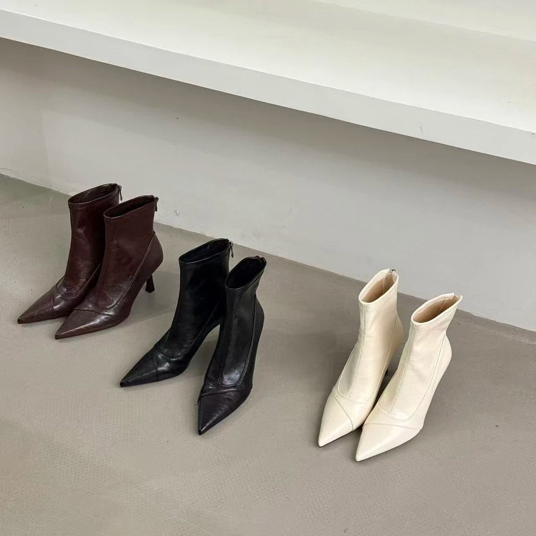 Damen Stiefeletten aus hochwertigem Leder mit elegantem Spitzenabsatz EB