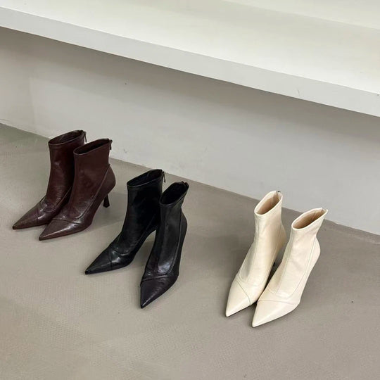 Damen Stiefeletten aus hochwertigem Leder mit elegantem Spitzenabsatz EB