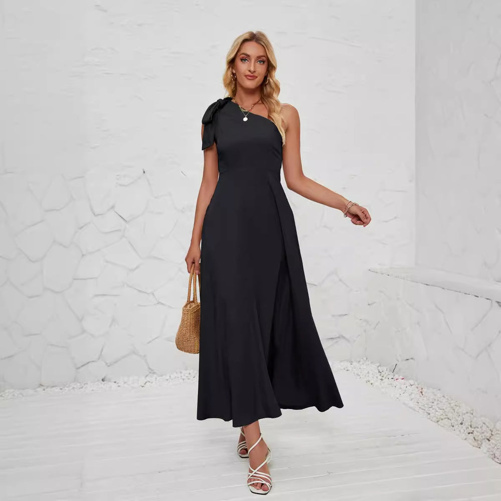 Damen Maxikleid mit asymmetrischem Design und Trägerdetail EB