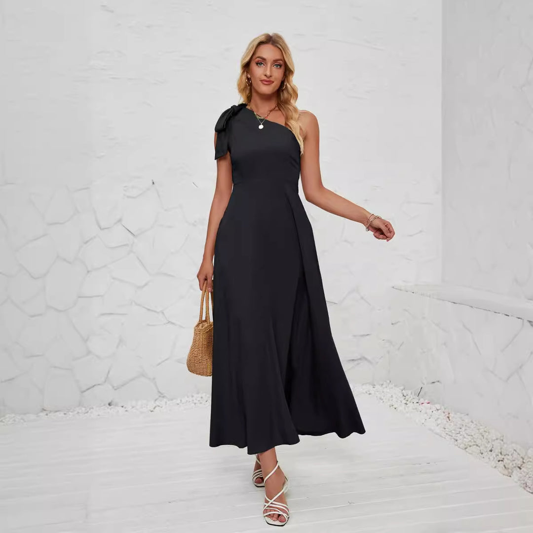 Damen Maxikleid mit asymmetrischem Design und Trägerdetail EB