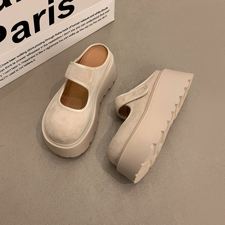 Damen Modische Plateau-Clogs mit glänzendem Detail und rutschfester Sohle EB