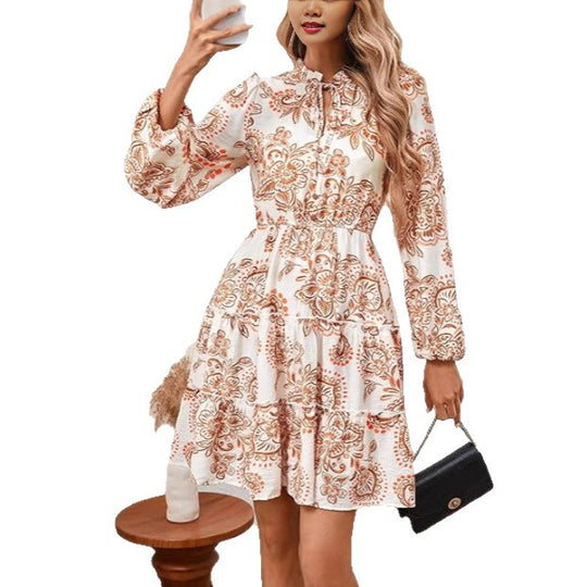 Damen Freizeitkleid mit Rüschendetails und floralem Muster EB