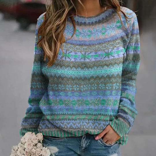 Damen Strickpullover mit kreativem Muster und lässigem Schnitt EB
