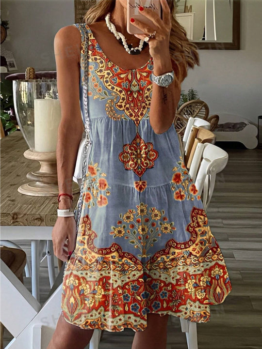 Damen Sommerkleid mit floralem Druck und fließendem Schnitt EB
