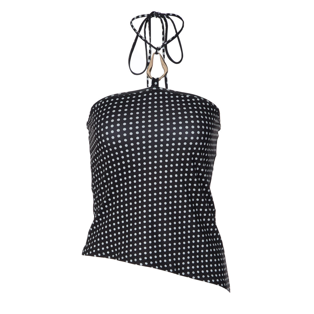 Damen Trägershirt mit asymmetrischem Schnitt und Punktmuster EB