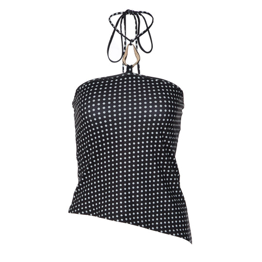 Damen Trägershirt mit asymmetrischem Schnitt und Punktmuster EB