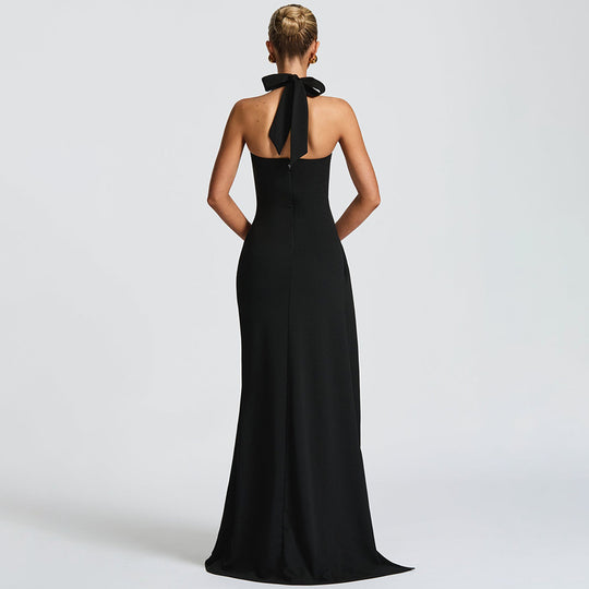 Damen Elegantes Halterneck Abendkleid mit seitlichem Schlitz EB