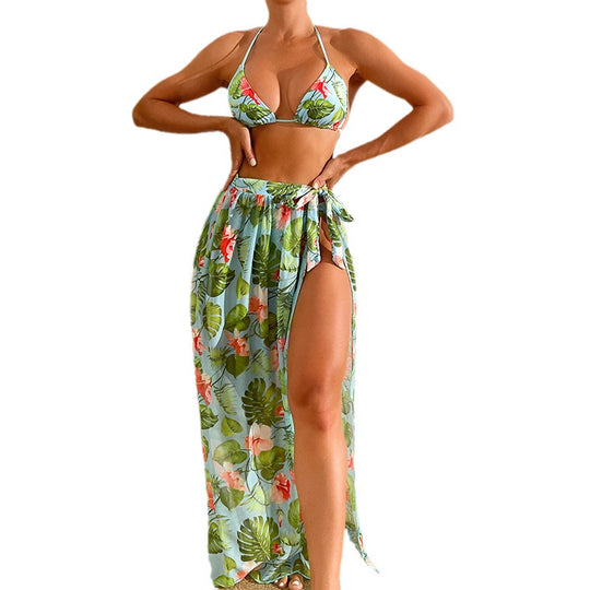 Damen Bikini-Set mit floralem Maxi-Rock EB