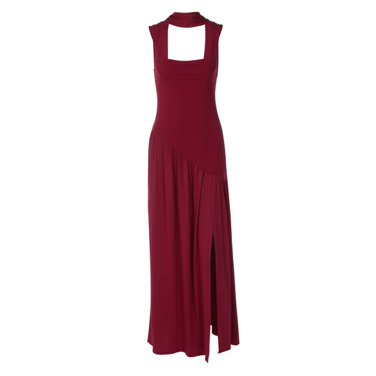 Damen Elegantes Abendkleid mit asymmetrischem Schnitt und tiefem Schlitz EB