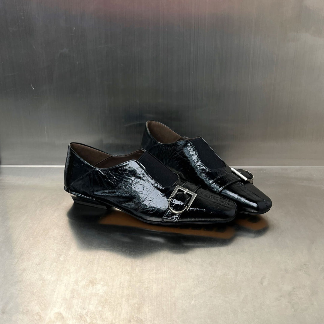 Damen Elegante Slipper mit modischem Schnallenverschluss und hochwertiger Oberflächenstruktur EB