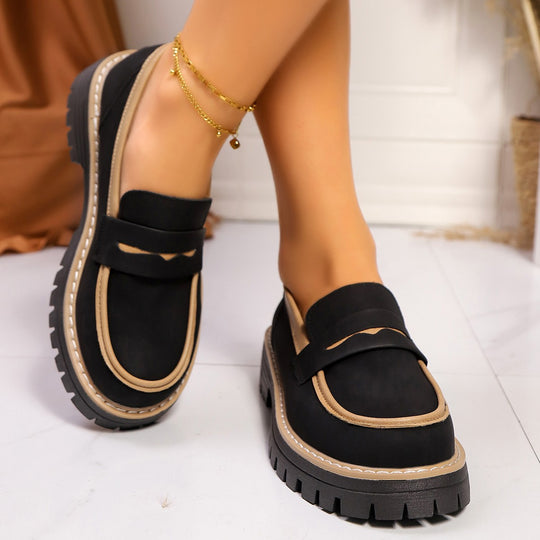 Damen Klassische Loafer mit rutschfester Sohle und glänzendem Finish EB