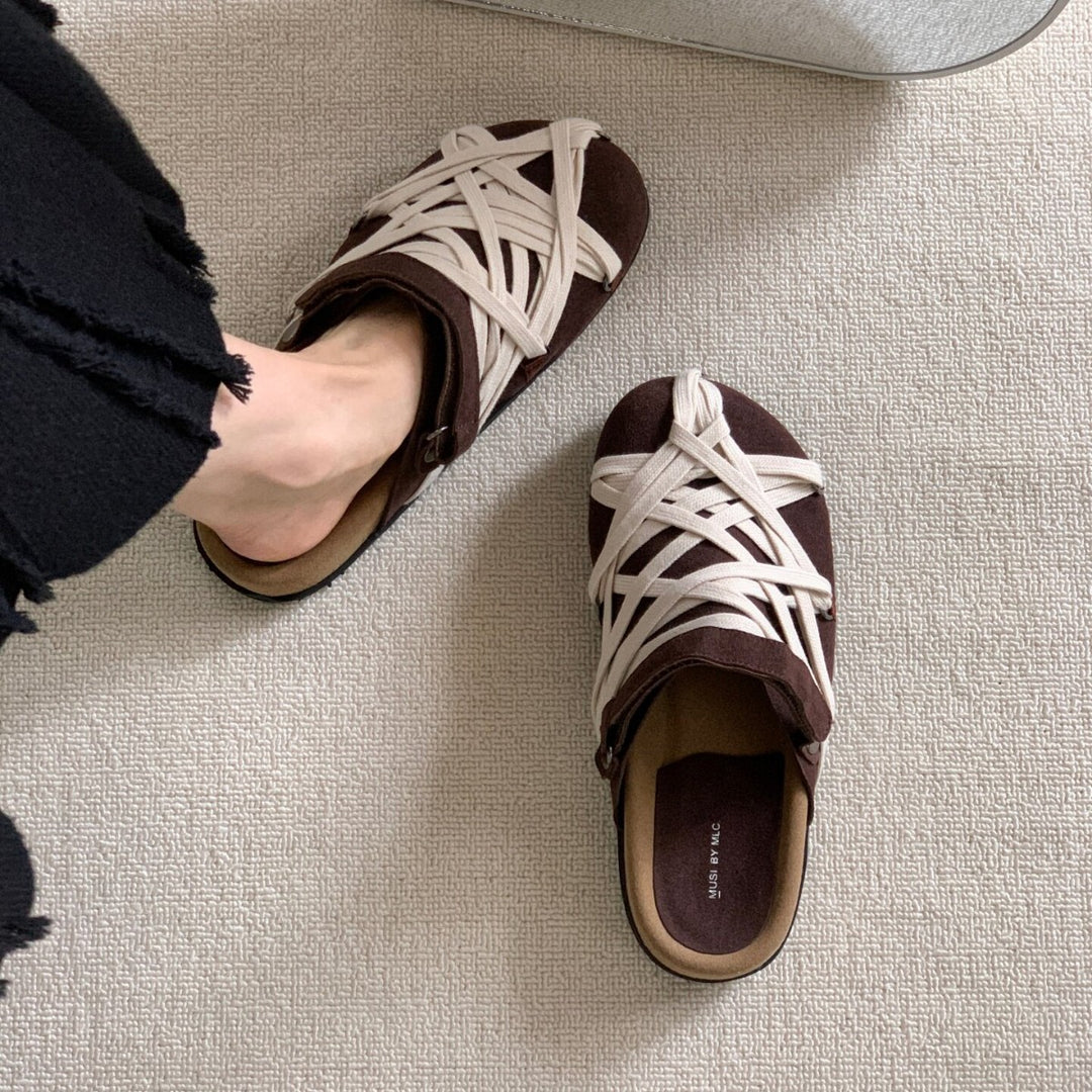 Damen Clogs mit geflochtenem Design und komfortablem Fußbett EB