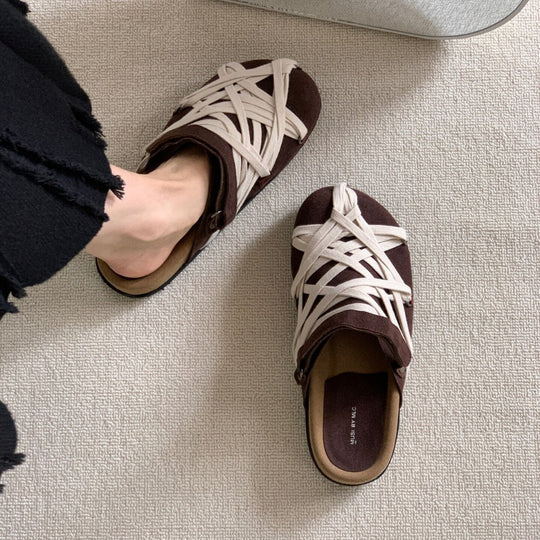 Damen Clogs mit geflochtenem Design und komfortablem Fußbett EB