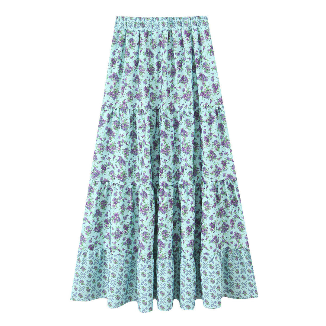 Damen Maxirock mit verspieltem Patchwork-Muster und voluminöser Silhouette EB