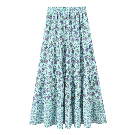 Damen Maxirock mit verspieltem Patchwork-Muster und voluminöser Silhouette EB