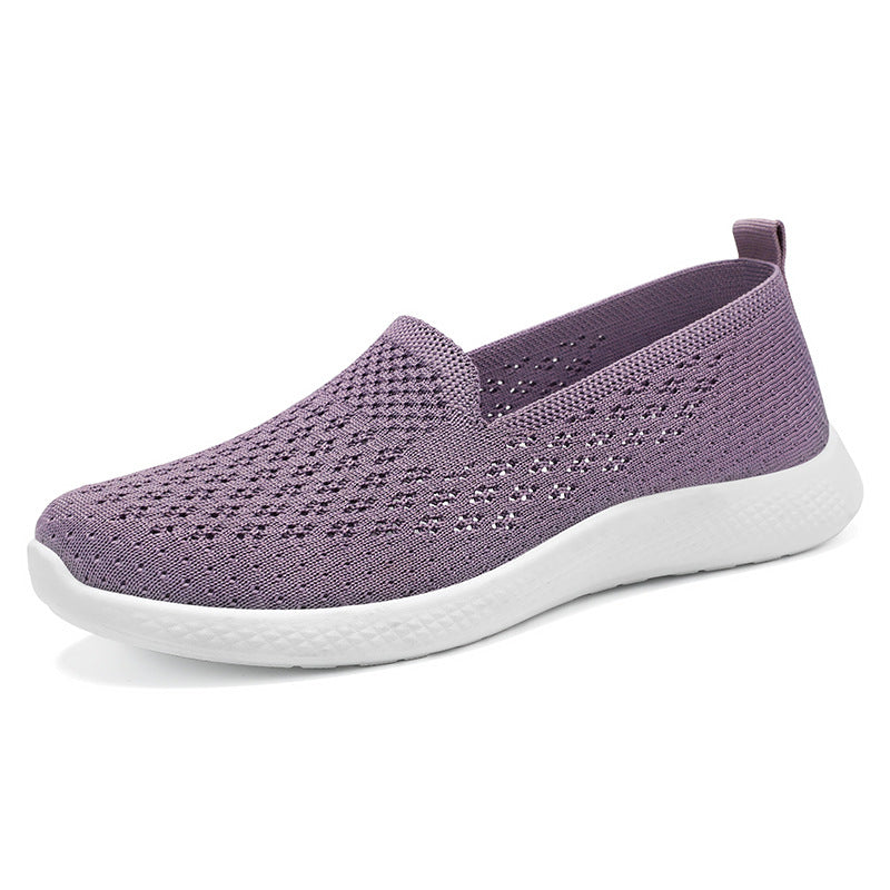 Damen atmungsaktive Slip-On Freizeitschuhe mit elastischem Strickoberteil EB