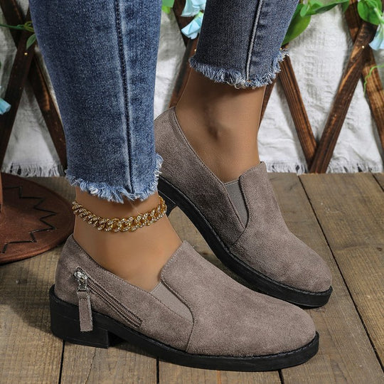 Damen modische Stiefeletten mit seitlichem Reißverschluss und ergonomischer Sohle EB