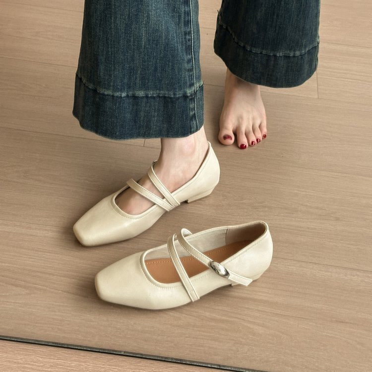 Damen Ballerinas mit modischem Riemchen und eleganter Schnallenverzierung EB